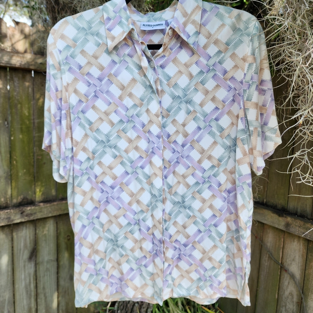 Pastel Lattice Pattern Button Down - image 1